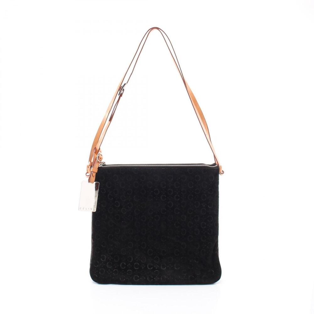 Celine C Macadam Twin Shoulder Bag/Handbag, Suede Leather, Women's, Black/Beige